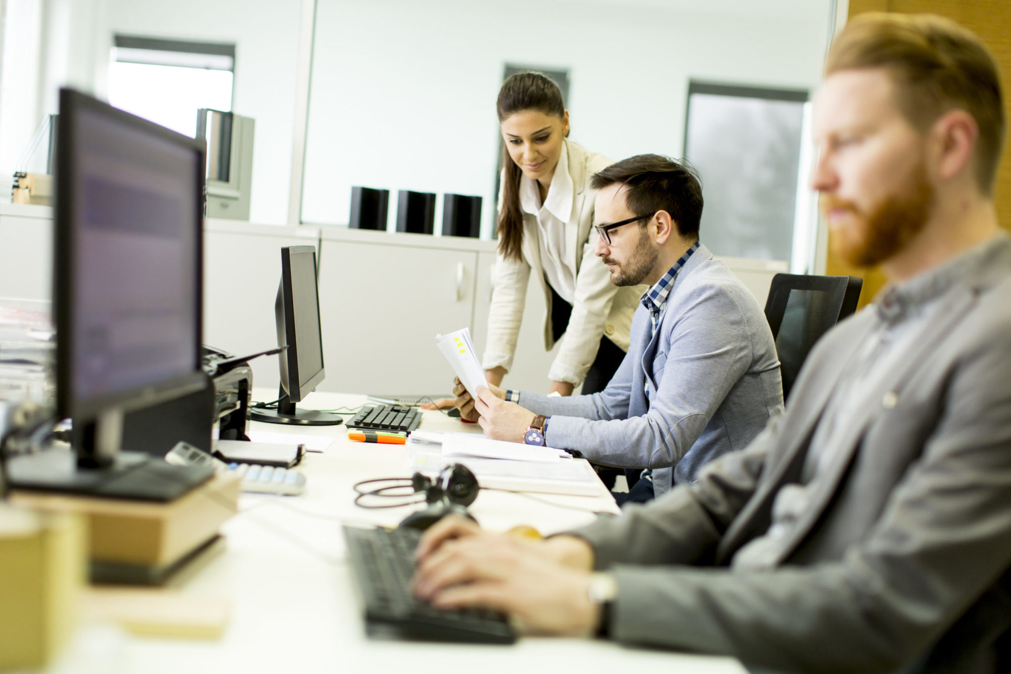 Young developers working in a modern office