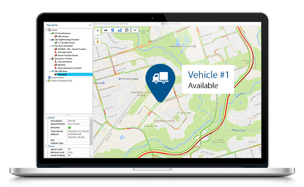 Fleet tracker interface met laptop